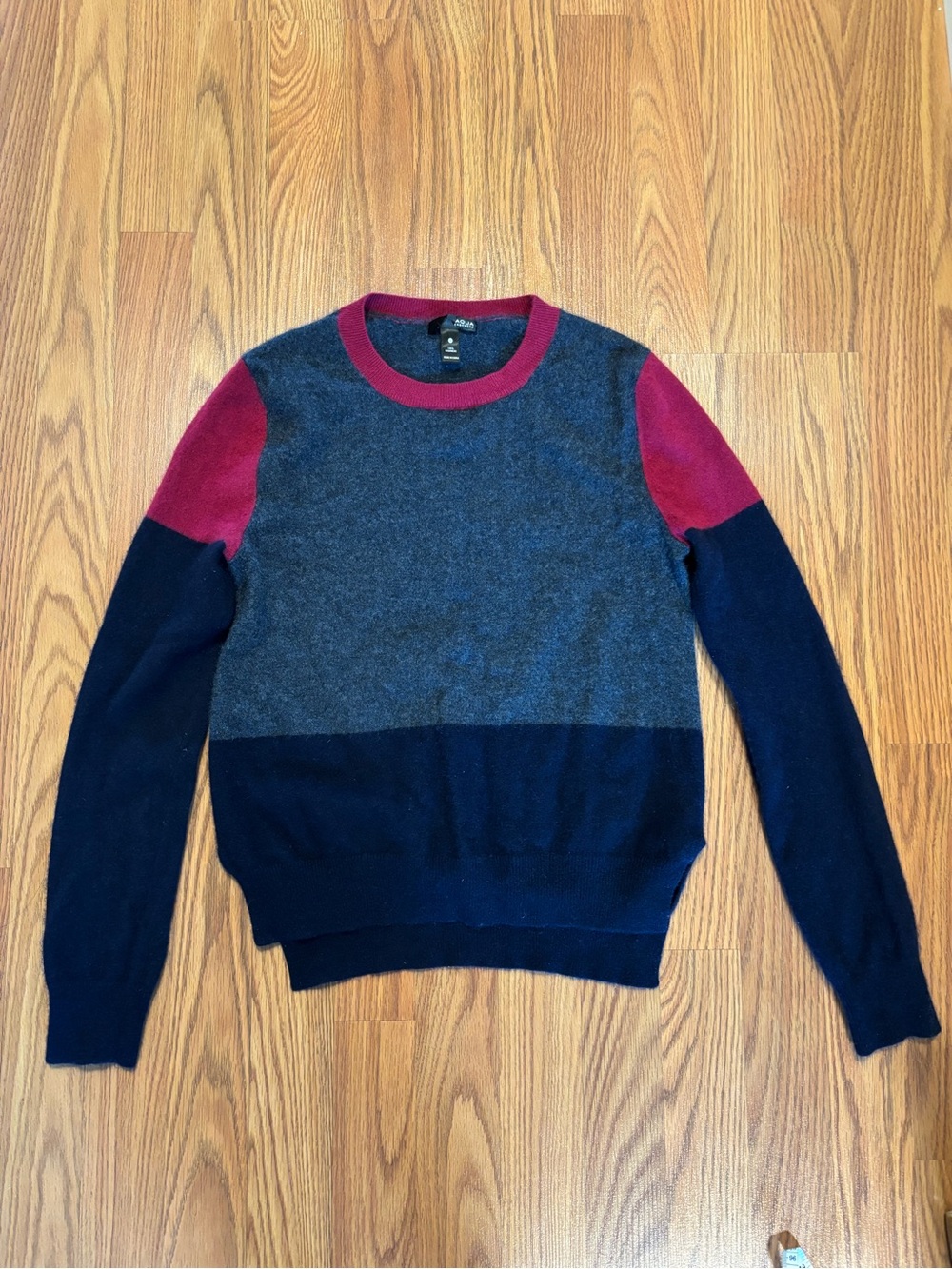 Aqua Colorblock Crewneck Sweater - Navy, Gray & Burgundy